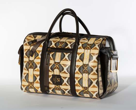 Borsa in pitone dipinta a mano